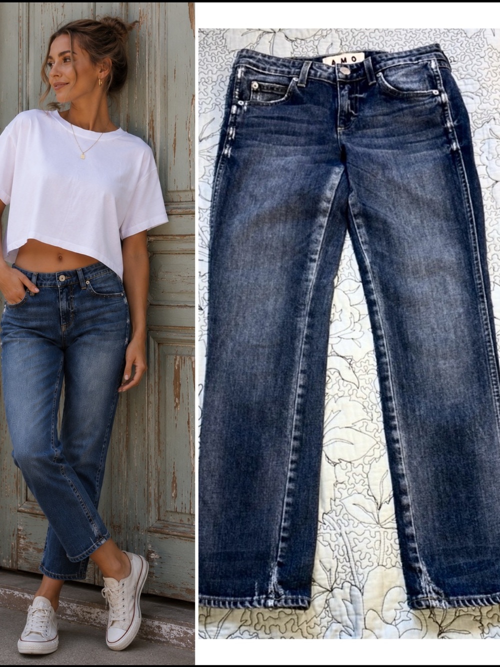 💥AMO Kate Straight Crop Jeans Girl Crush Vintage Wash Size 25💛